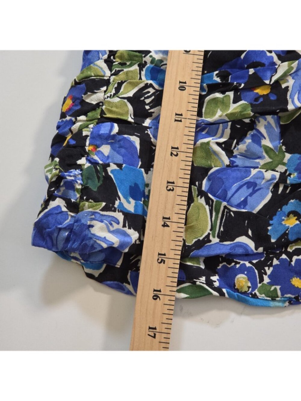 Zara Blue Floral Ruched Mini Skirt S Join Life Viscose Boho Blogger Favorite Y2K - Picture 8 of 16
